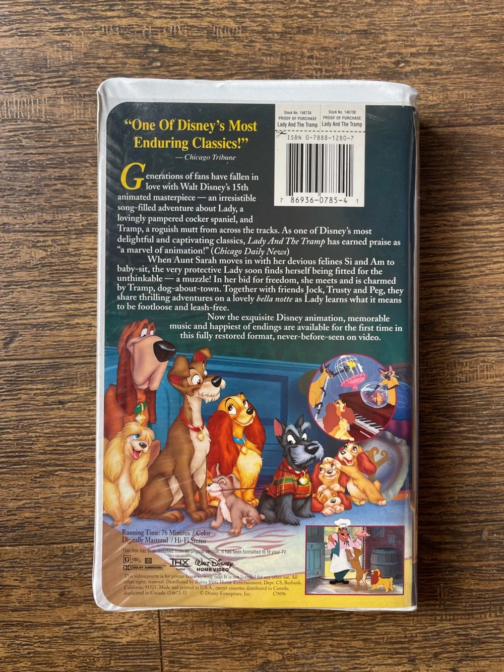 Disney Lady and the Tramp VHS Walt Disney Masterpiece Collection 1998
